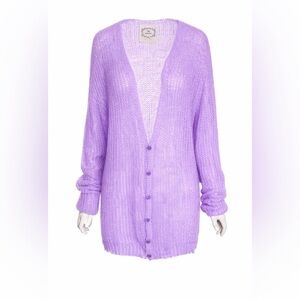 NWT Pink Memories Women Mohair Blend Cardigan Sweater Purple Lilac 42 IT/ 6 US S